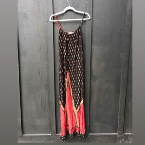 maxi dress red aztec print spaghetti strap